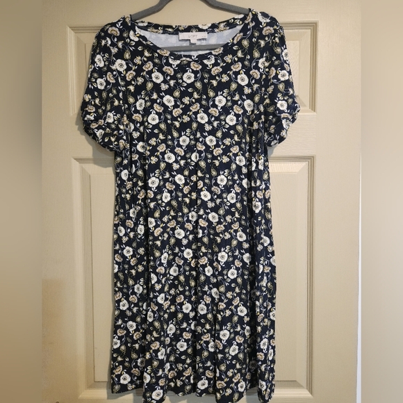 LOFT Navy and White Floral Mini Dress - Picture 1 of 3